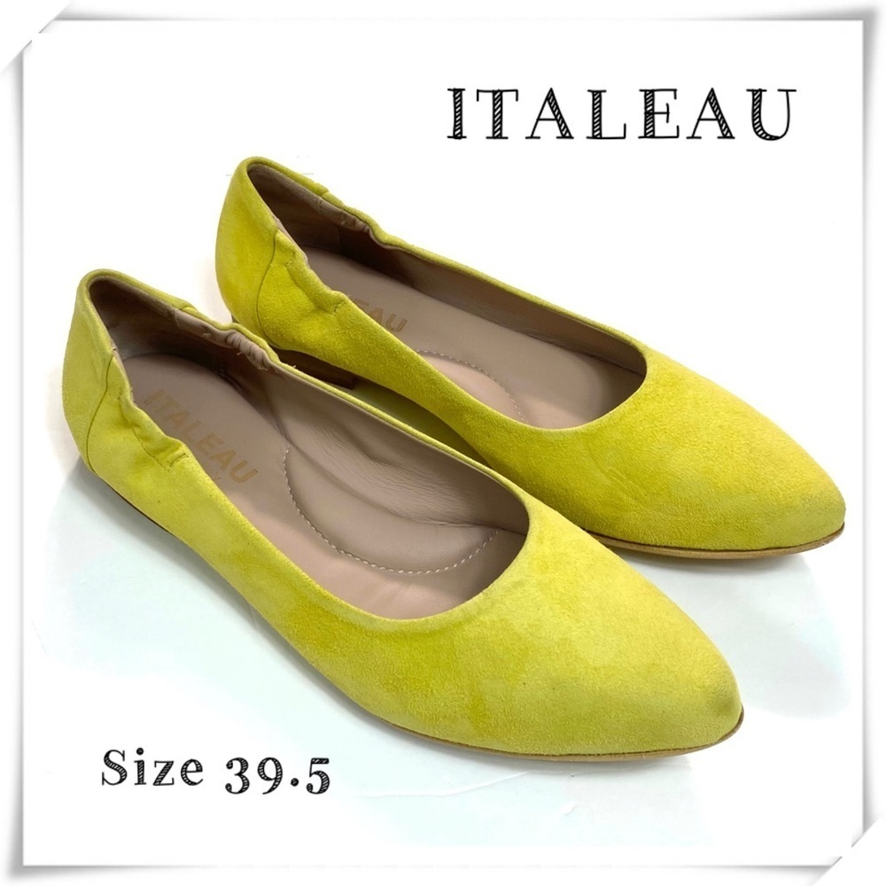Italeau Mara Suede Pointed Toe Ballet Flats in Yellow Size 39.5 / 9.5